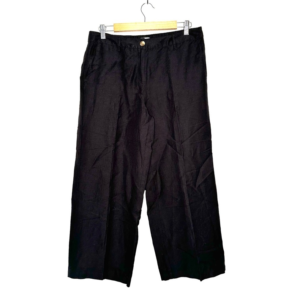 J. Jill | Black Linen Blend Wide Leg Pants Size 12 Petite